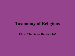 Taxonomy of Religions Flow Charts to Believe In! TAXONOMY OF RELIGIONS Taxonomy = the science or technique of classification To perform taxonomy, one must.