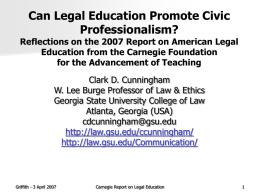 Can Legal Education Promote Civic Professionalism?  Reflections on the 2007 Report on American Legal Education from the Carnegie Foundation for the Advancement of Teaching Clark.