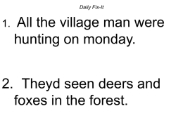 Daily Fix-It  1.  All the village man were hunting on monday.  2. Theyd seen deers and foxes in the forest.