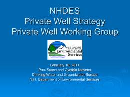 NHDES Private Well Strategy Private Well Working Group  February 16, 2011 Paul Susca and Cynthia Klevens Drinking Water and Groundwater Bureau N.H.
