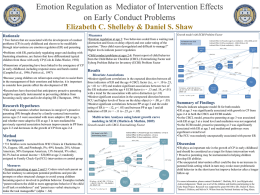 Emotion Regulation as Mediator of Intervention Effects on Early Conduct Problems Elizabeth C.