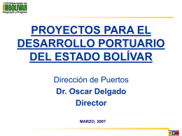 PROYECTOS PARA EL DESARROLLO PORTUARIO DEL ESTADO BOLÍVAR Dirección de Puertos Dr. Oscar Delgado Director MARZO, 2007