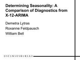 Determining Seasonality: A Comparison of Diagnostics from X-12-ARIMA Demetra Lytras Roxanne Feldpausch William Bell Disclaimer This report is released to inform interested parties of ongoing research and to.