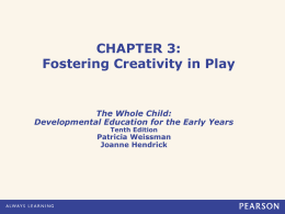 CHAPTER 3: Fostering Creativity in Play  The Whole Child: Developmental Education for the Early Years Tenth Edition  Patricia Weissman Joanne Hendrick.