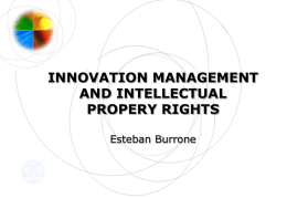 INNOVATION MANAGEMENT AND INTELLECTUAL PROPERY RIGHTS Esteban Burrone Intellectual Property in Today&rsquo;s Economy &bull; Since mid-1980s the number of patents granted in the USPTO has grown.