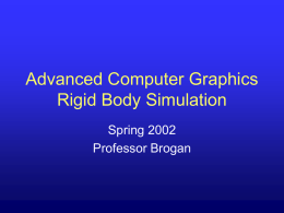 Advanced Computer Graphics Rigid Body Simulation Spring 2002 Professor Brogan Upcoming Assignments • Who wants a midterm instead of an assignment? • Final will be take.