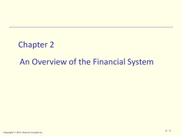 Chapter 2 An Overview of the Financial System  Copyright  2011 Pearson Canada Inc.  2-1