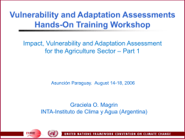 Vulnerability and Adaptation Assessments Hands-On Training Workshop Impact, Vulnerability and Adaptation Assessment for the Agriculture Sector – Part 1  Asunción Paraguay.