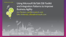 Application Integration Challenges (5 min.) ESB Toolkit Architecture (10 min.) Demos - learn by examples (45 min.) Summary: BizTalk ESB Toolkit Benefits &