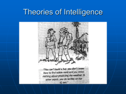Theories of Intelligence What is Intelligence?   How would you know that someone is intelligent? List the characteristics or behaviours that you associate with intelligence.