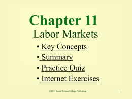 Chapter 11 Labor Markets • Key Concepts • Summary • Practice Quiz • Internet Exercises ©2000 South-Western College Publishing.