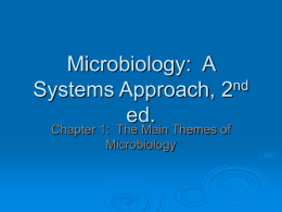 Microbiology: A nd Systems Approach, 2 ed. Chapter 1: The Main Themes of Microbiology 1.1 The Scope of Microbiology   Microbiology: The study of living things too small.