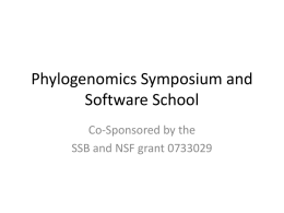 Phylogenomics Symposium and Software School Co-Sponsored by the SSB and NSF grant 0733029