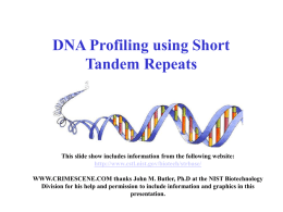 DNA Profiling using Short Tandem Repeats  This slide show includes information from the following website: http://www.cstl.nist.gov/biotech/strbase/ WWW.CRIMESCENE.COM thanks John M.
