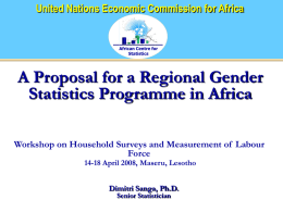 United Nations Economic Commission for Africa  African Centre for Statistics  A Proposal for a Regional Gender Statistics Programme in Africa Workshop on Household Surveys and.
