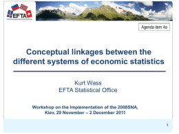 Agenda item 4a  Conceptual linkages between the different systems of economic statistics Kurt Wass EFTA Statistical Office Workshop on the Implementation of the 2008SNA, Kiev, 29