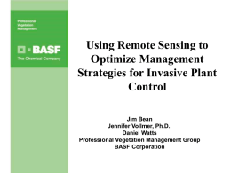 Using Remote Sensing to Optimize Management Strategies for Invasive Plant Control Jim Bean Jennifer Vollmer, Ph.D. Daniel Watts Professional Vegetation Management Group BASF Corporation.