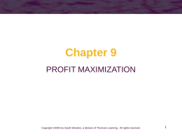 Chapter 9 PROFIT MAXIMIZATION  Copyright ©2005 by South-Western, a division of Thomson Learning.