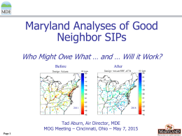 Maryland Analyses of Good Neighbor SIPs Who Might Owe What … and … Will it Work? Before  After  Tad Aburn, Air Director, MDE MOG Meeting –
