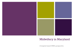 Midwifery in Maryland A hospital based CNM’s perspective. Disclosure   I believe that midwifery model of care is the standard by which maternity care.
