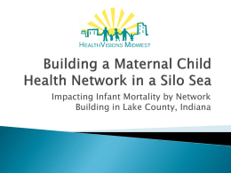 Impacting Infant Mortality by Network Building in Lake County, Indiana        Angie Martin, Director of Administration, HealthVisions Midwest and Network Coordinator Risë Ratney, Executive Director.