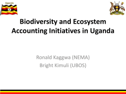 Biodiversity and Ecosystem Accounting Initiatives in Uganda  Ronald Kaggwa (NEMA) Bright Kimuli (UBOS)
