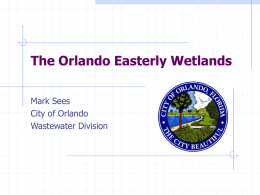 The Orlando Easterly Wetlands Mark Sees City of Orlando Wastewater Division Orlando Easterly Wetland (OEW) • Built/operated by City of Orlando • Receives AWT effluent from Iron Bridge.