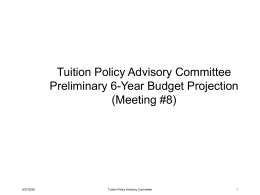 Tuition Policy Advisory Committee Preliminary 6-Year Budget Projection (Meeting #8)  11/5/2015  Tuition Policy Advisory Committee.