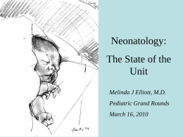 Neonatology: The State of the Unit Melinda J Elliott, M.D.  Pediatric Grand Rounds March 16, 2010