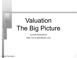 Valuation The Big Picture Aswath Damodaran http://www.damodaran.com  Aswath Damodaran DCF Choices: Equity Valuation versus Firm Valuation Firm Valuation: Value the entire business Assets Existing Investments Assets in P lace Generate.
