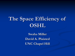The Space Efficiency of OSHL Swaha Miller David A. Plaisted UNC Chapel Hill How do humans prove theorems? Semantics Case analysis Sequential search through space of possible structures Focus.