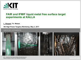 FAIR and IFMIF liquid metal free surface target experiments at KALLA L.