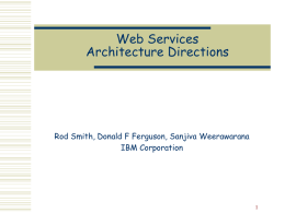 Web Services Architecture Directions  Rod Smith, Donald F Ferguson, Sanjiva Weerawarana IBM Corporation.