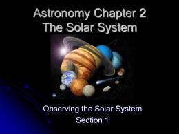 Astronomy Chapter 2 The Solar System  Observing the Solar System Section 1 Vocabulary      Geocentric: A description of the solar system in which all of the.