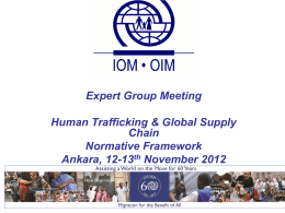 Expert Group Meeting Human Trafficking & Global Supply Chain Normative Framework Ankara, 12-13th November 2012