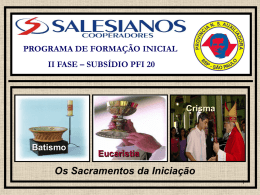 PROGRAMA DE FORMAÇÃO INICIAL  II FASE – SUBSÍDIO PFI 20  Crisma  Batismo  Eucaristia  Os Sacramentos da Iniciação.