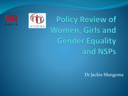 Dr Jackie Mangoma Gender inequalities: Reflections & Issues (Gender Based Violence)