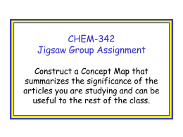 CHEM-342 Jigsaw Group Assignment Construct a Concept Map that summarizes the significance of the articles you are studying and can be useful to the rest.
