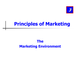 Principles of Marketing  The Marketing Environment Learning Objectives After studying this chapter, you should be able to: 1. Describe the environmental forces that affect the company’s.