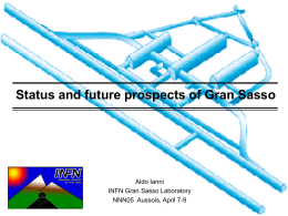 Status and future prospects of Gran Sasso  Aldo Ianni  Aldo Ianni INFN Gran Sasso Laboratory NNN05 April 7-9 NNN05 Aussois, April 8, 2005