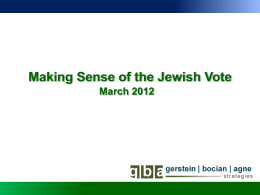 Making Sense of the Jewish Vote March 2012 Historical Perspective: Jewish Vote in Presidential Elections •  Exit polls have reported that the Democratic presidential.