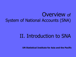 Overview  of System of National Accounts (SNA)  II. Introduction to SNA UN Statistical Institute for Asia and the Pacific.