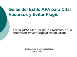 Guías del Estilo APA para Citar Recursos y Evitar Plagio  Estilo APA: Manual de las Normas de la American Psychological Association  Biblioteca de la.