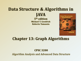 • • • • •  Graphs. Data Structure for Graphs. Graph Traversals. Directed Graphs. Shortest Paths.  CPSC 3200 University of Tennessee at Chattanooga – Summer 2013  © 2010 Goodrich, Tamassia.