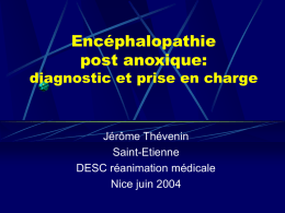 Encéphalopathie post anoxique:  diagnostic et prise en charge  Jérôme Thévenin Saint-Etienne DESC réanimation médicale Nice juin 2004