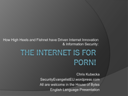 How High Heels and Fishnet have Driven Internet Innovation & Information Security:  Chris Kubecka SecurityEvangelistEU.wordpress.com All are welcome in the House of Bytes English Language.