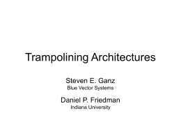 Trampolining Architectures Steven E. Ganz Blue Vector Systems  Daniel P. Friedman Indiana University Computations are Represented with Monads.