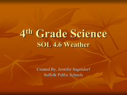 th Grade Science SOL 4.6 Weather  Created By, Jennifer Sagendorf Suffolk Public Schools Weather Jeopardy The Water Cycle  Tools of the Trade  Air Masses & Fronts  Clouds  Take Your Best Shot.