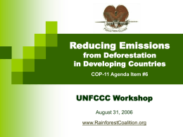 Reducing Emissions from Deforestation in Developing Countries COP-11 Agenda Item #6  UNFCCC Workshop August 31, 2006 www.RainforestCoalition.org.