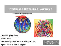 Interference, Diffraction & Polarization  PHY232 – Spring 2007 Jon Pumplin http://www.pa.msu.edu/~pumplin/PHY232 (Ppt courtesy of Remco Zegers)